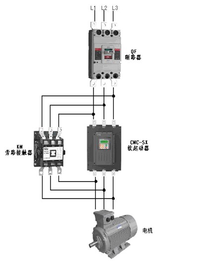 CMC-SX軟起動(dòng)器的基本接線(xiàn)示意圖(圖1)